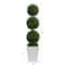 4ft. Boxwood Triple Ball Topiary Artificial Tree in White Metal Planter